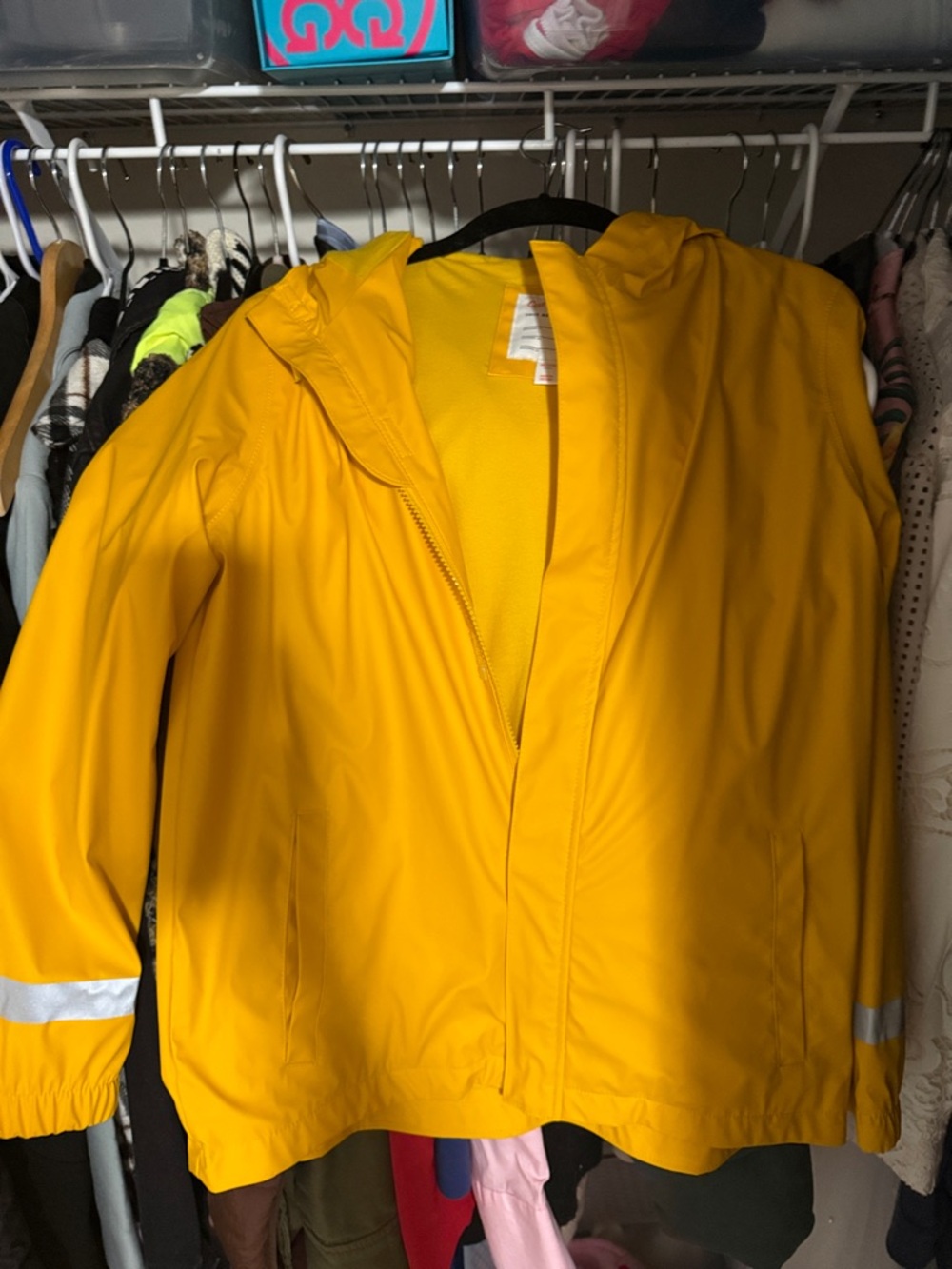 Cat & Jack Bright Yellow Kids Raincoat with Reflective Trim